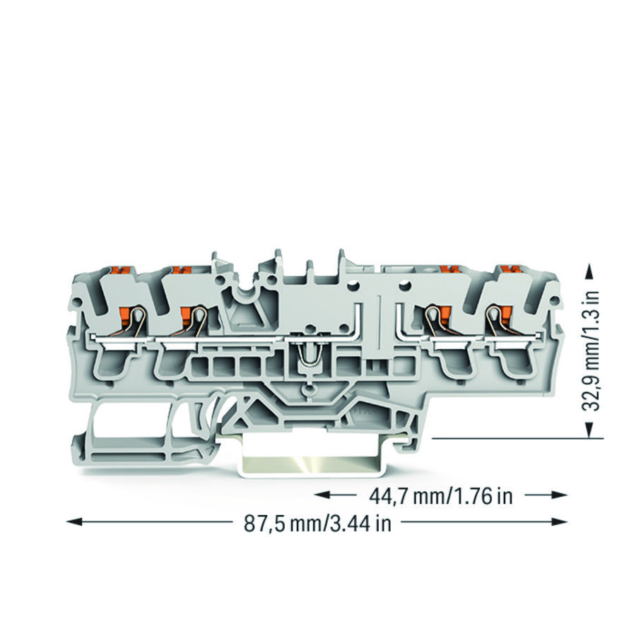 4-draads basisklem druk rail 35x15+35x7,5 gri VVE=50