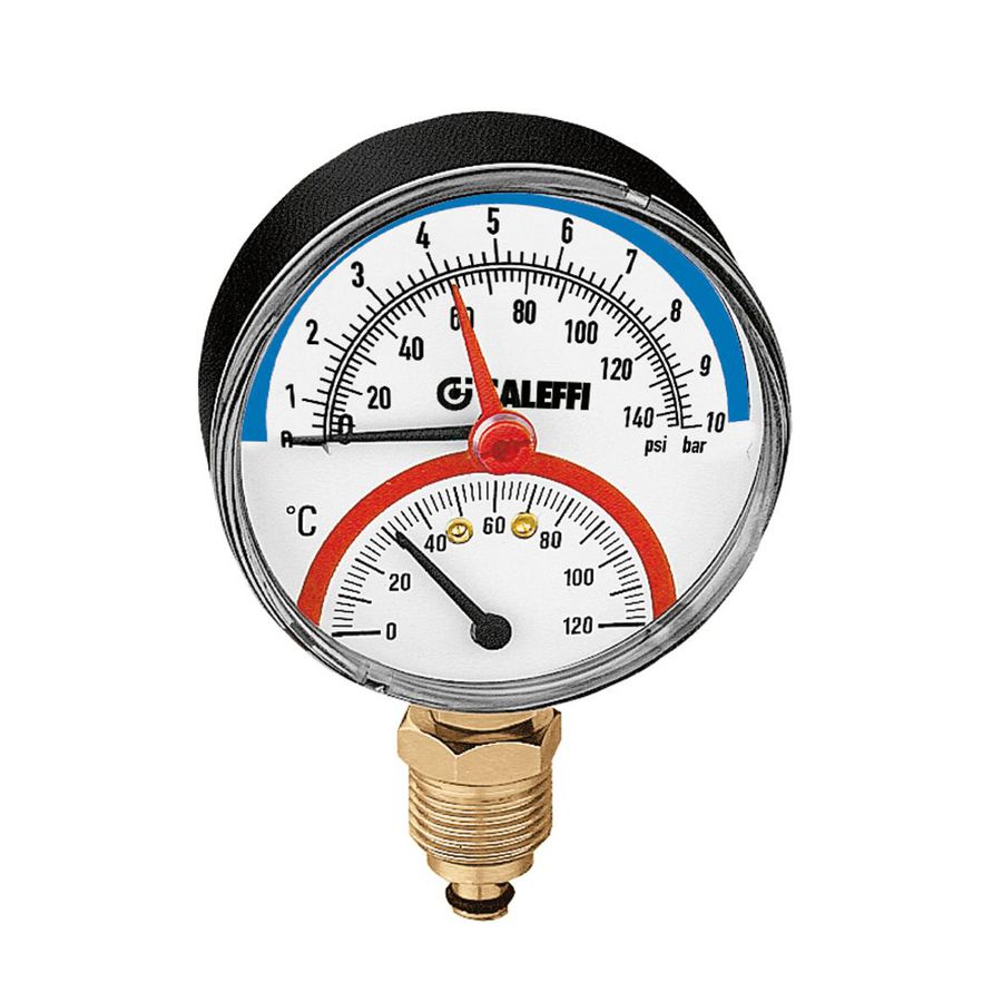 Thermomanometer onderaansl. afsluitklep 0-6bar 0-120° c 80