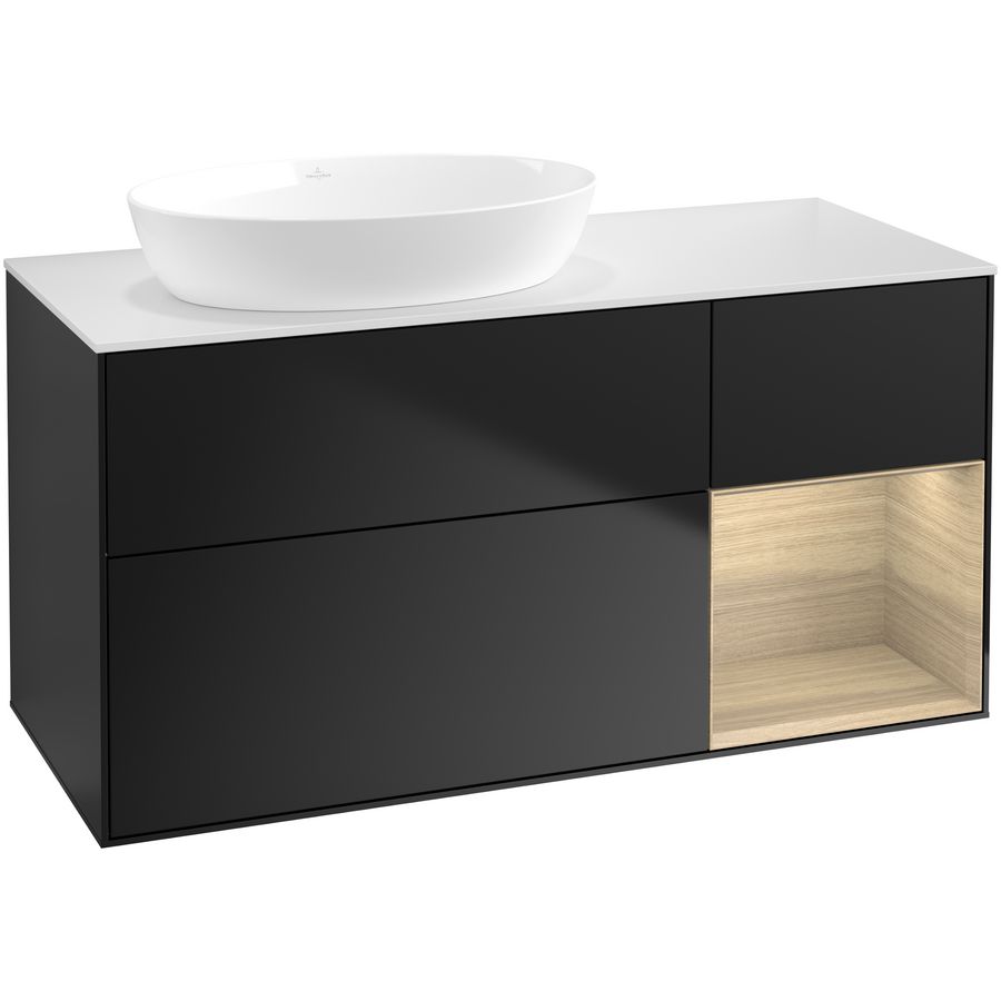 Wastafelonderkast Finion 1200x603x501mm Black Matt Lacquer FA51PCPD