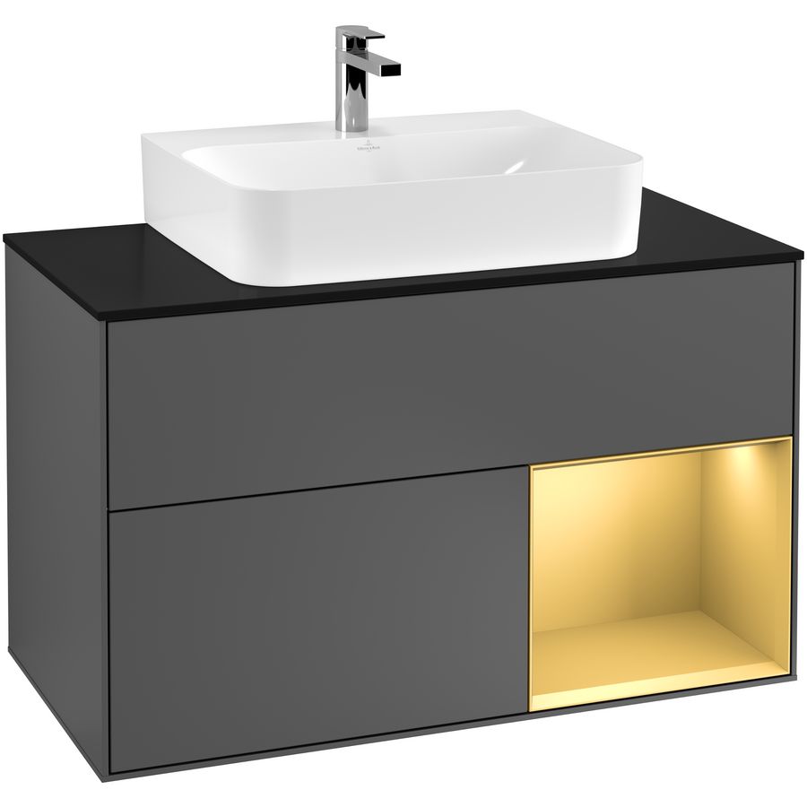 Wastafelonderkast Finion 1000x603x501mm Antr. Matt Lacquer F122HFGK