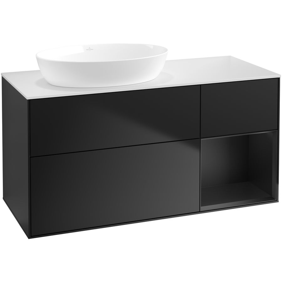 Wastafelonderkast Finion 1200x603x501mm Black Matt Lacquer FA51PDPD