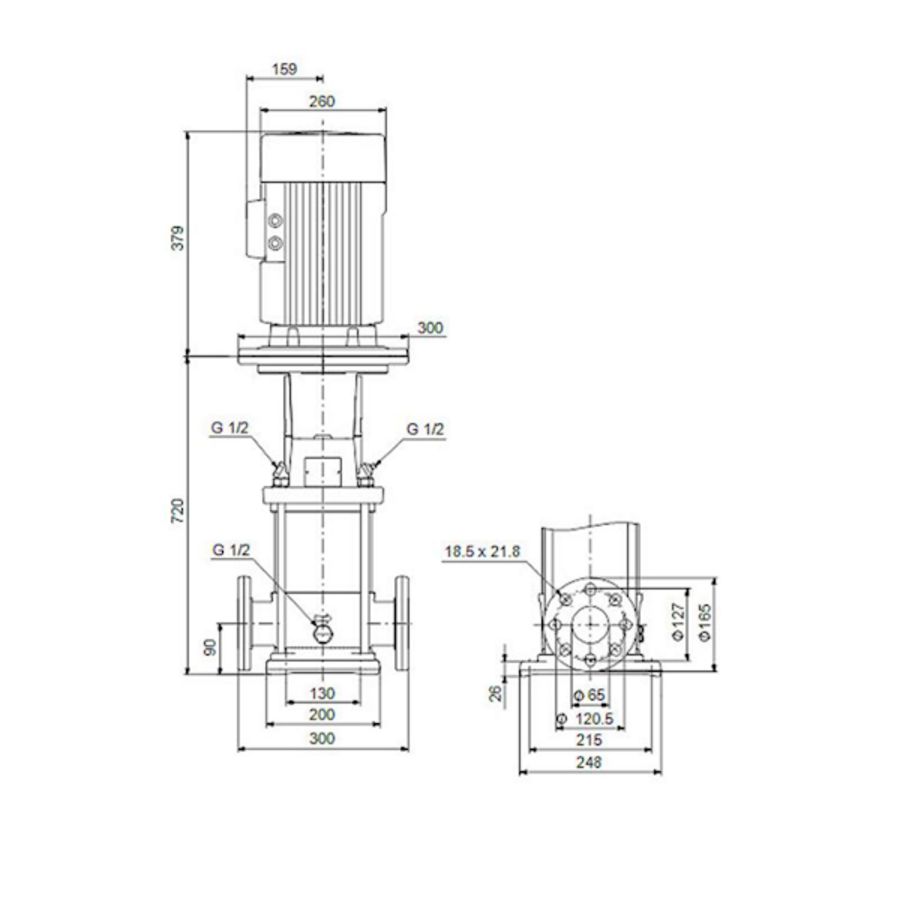 Centrifugaalpomp CRN15-08 A-FGJ-G-V-HQQV 3x400D 50 Hz