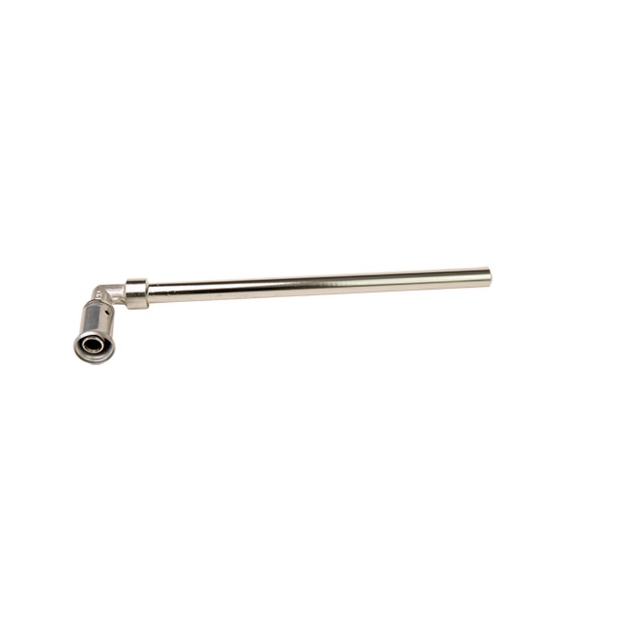 Kniekoppeling 37P 16x12mm 90° persaansluiting x koperbuis L=227mm