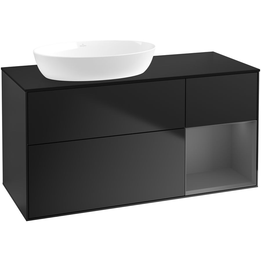 Wastafelonderkast Finion 1200x603x501mm Black Matt Lacquer FA52GKPD