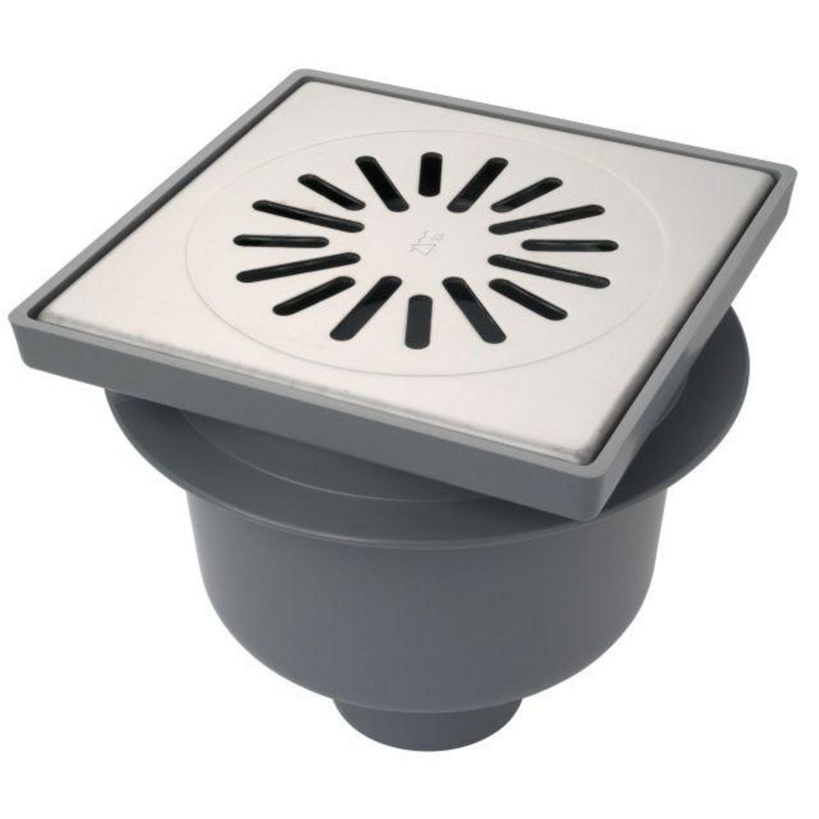Vloerput ABS 200x200 mm ou 75 mm RVS304 rooster max. 3 kN nv