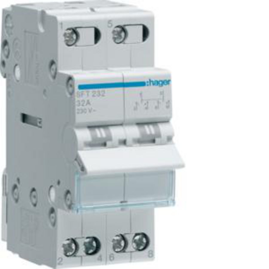 Modulaire omschakelaar 2P 32A NO.NC I-0-II boven
