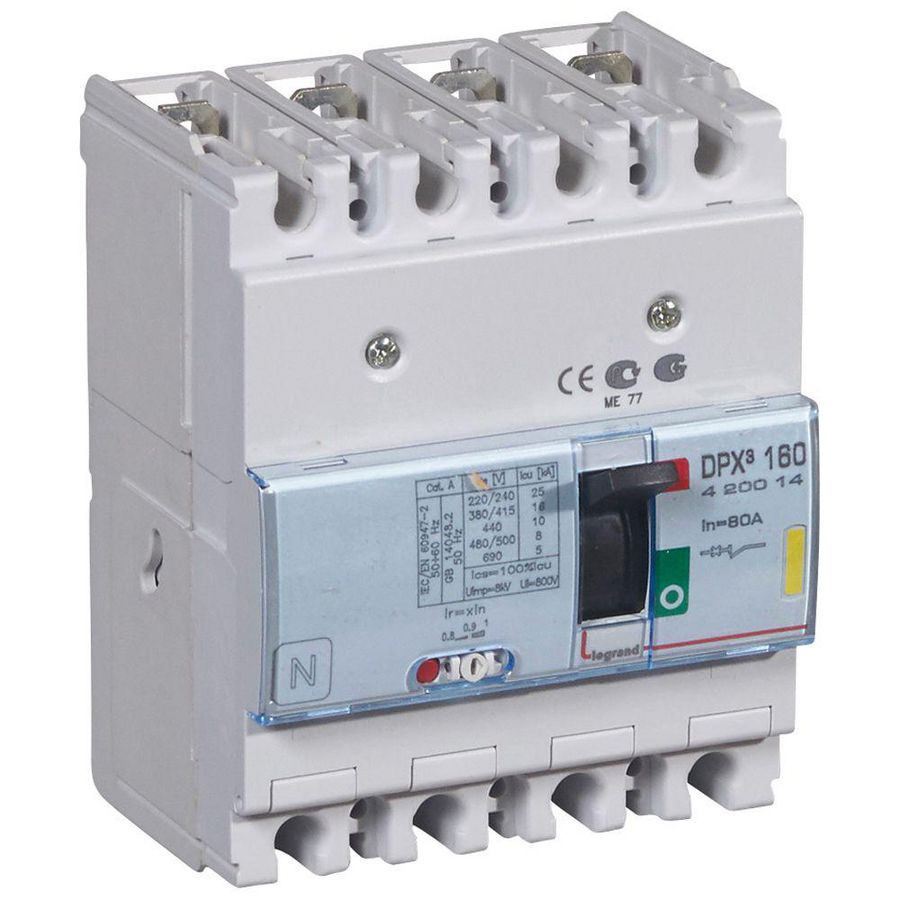 Vermogenschakelaar 160 Thermomagn. 80A 4-polig 16kA DPX3