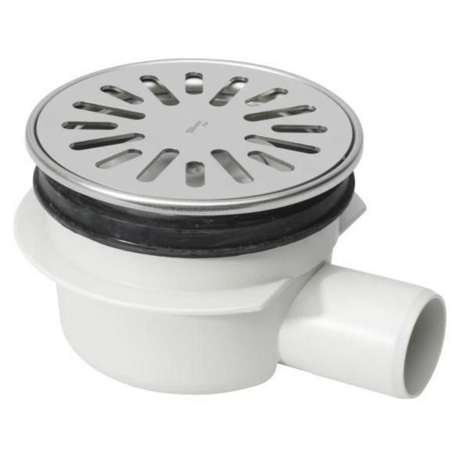rond 150mm hv abs put met rvs opzetstuk/rooster zijuitlaat 50mm