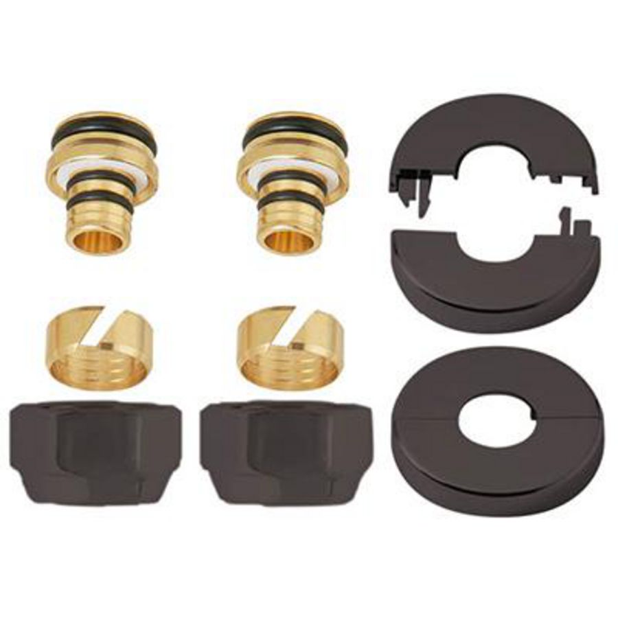 Ovus aansluitset zwart 16x2mm VPE alu-inlage+mat zwarte rozetten