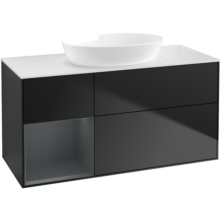 Wastafelonderkast Finion 1200x603x501mm Black Matt Lacquer FA61HGPD