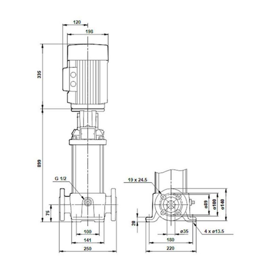 Centrifugaalpomp CR3-36 A-FGJ-A-E-HQQE 3x400D 50 Hz