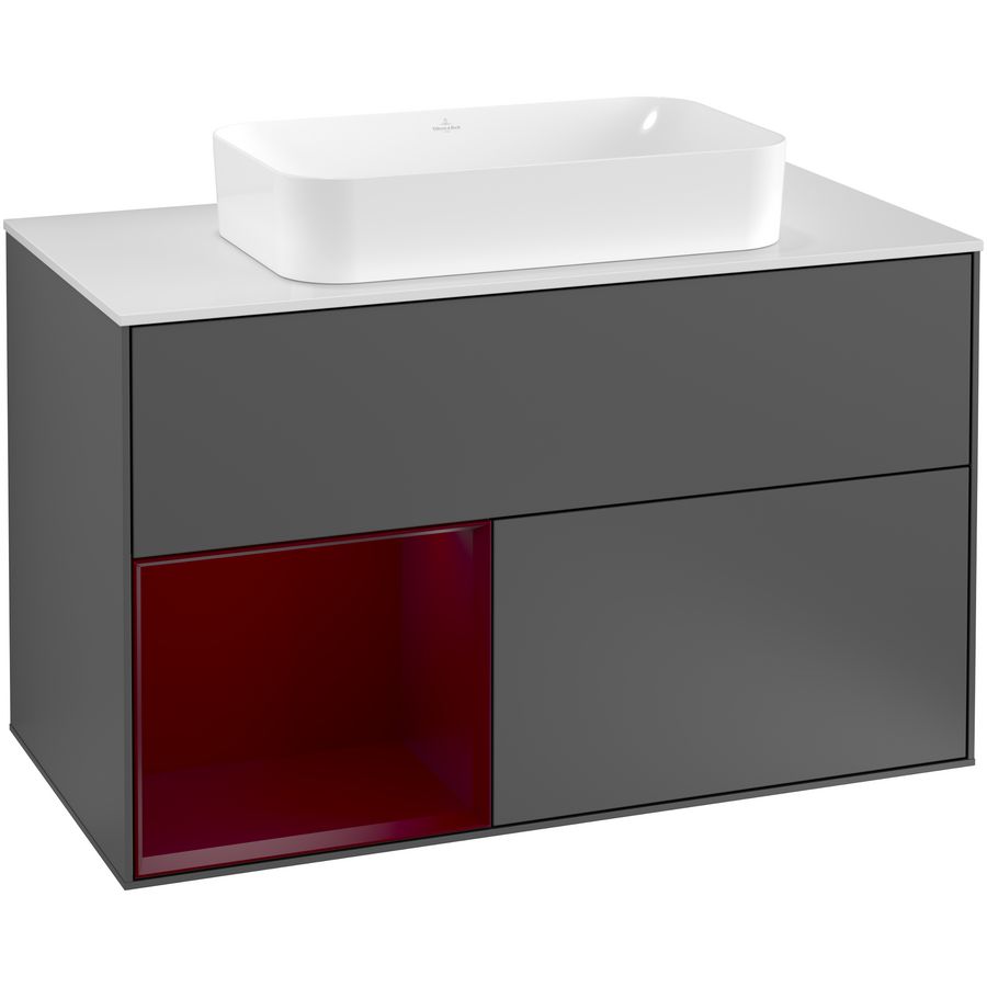 Wastafelonderkast Finion 1000x603x501mm Antr. Matt Lacquer F241HBGK