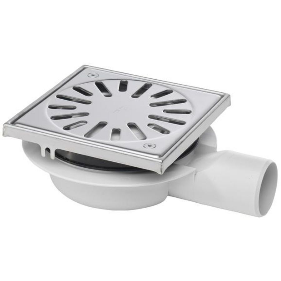 Vloerput 150x150mm ws32 vastrooster RVS304 zijuitl.