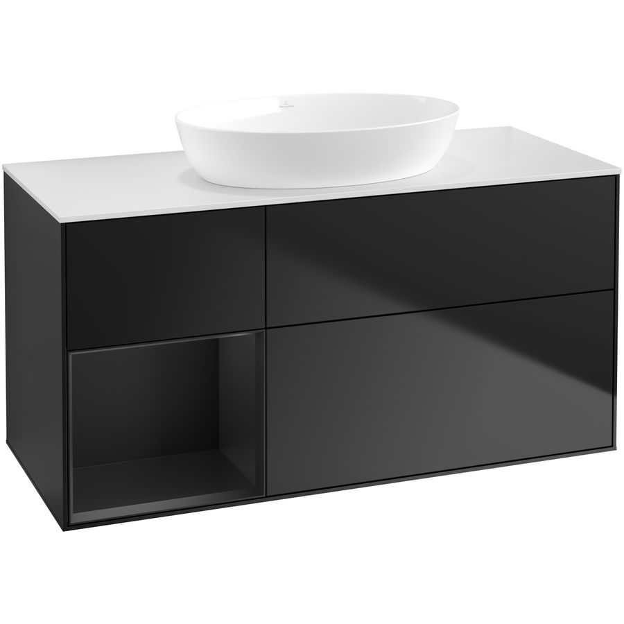 Wastafelonderkast Finion 1200x603x501mm Black Matt Lacquer FA61PDPD