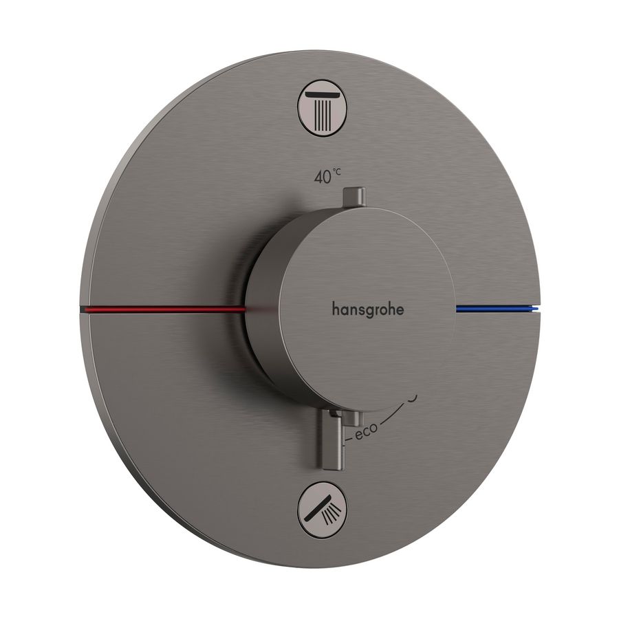 ShowerSelect Comfort S thermostaat afbouwdeel tbv inbouw voor 2 functies Brushed Black Chrome