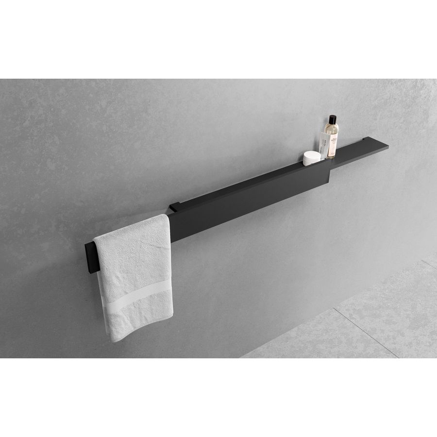 Planchet met front links+handdoekhouder 100 zwart