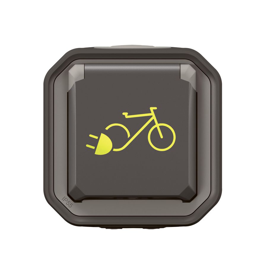 Fiets Wandcontactdoos Penaarde compleet antraciet Plexo