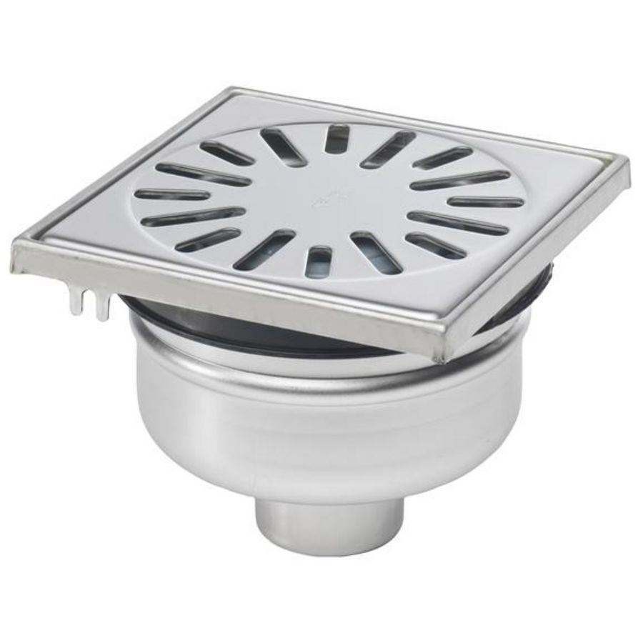 Vloerput RVS304 150x150mm ou 50mm RVS304 rand/rooster ve