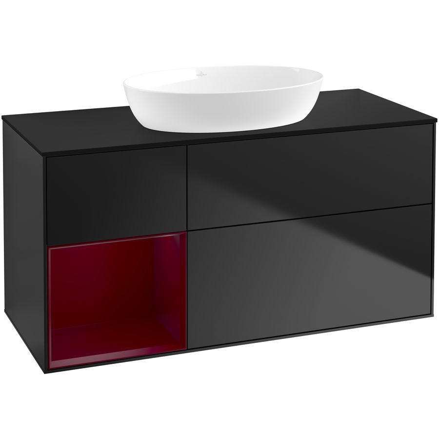 Wastafelonderkast Finion 1200x603x501mm Black Matt Lacquer FA62HBPD