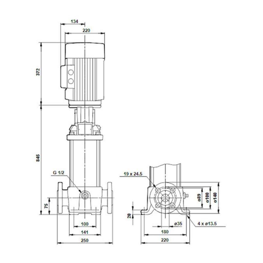 Centrifugaalpomp CR5-22 A-FGJ-A-E-HQQE 3x400D 50 Hz