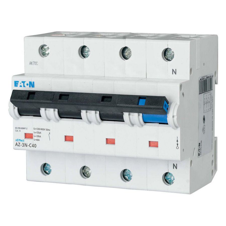 installatieautomaat (MCB) AZ C-karakteristiek 40A 3-polig + Nul 25kA