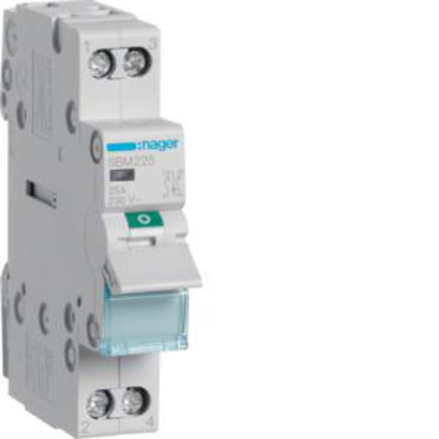 Modulaire lastscheider 2P 25A indicatielamp aansl boven+