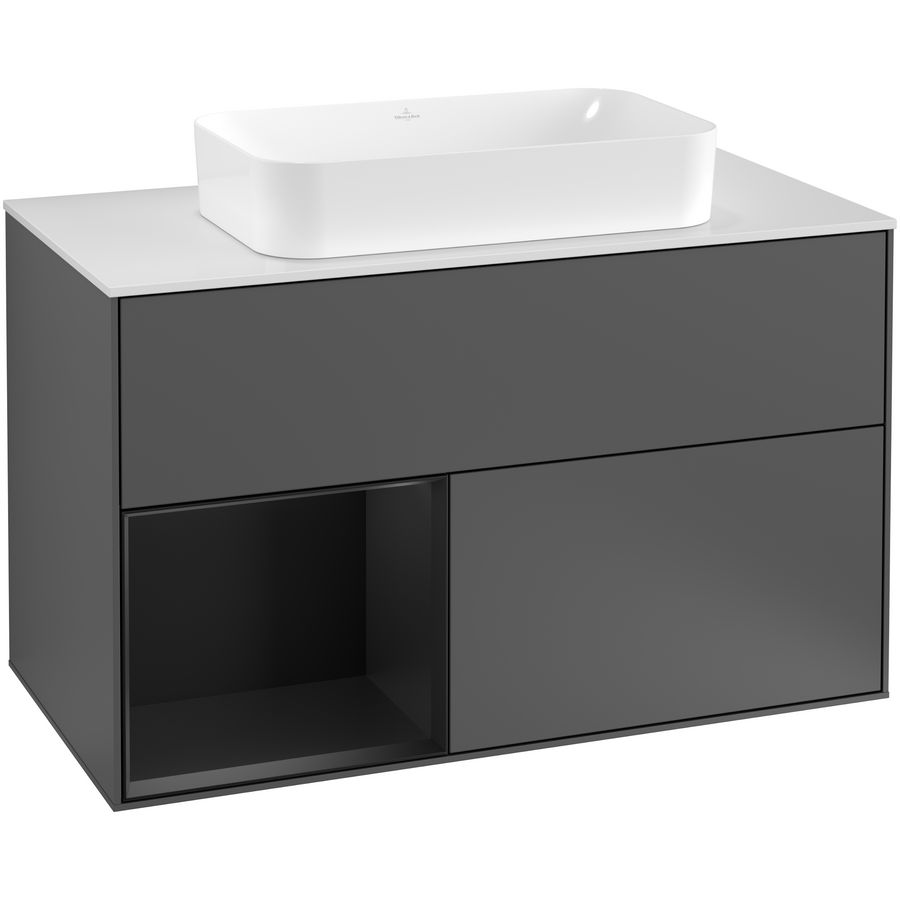 Wastafelonderkast Finion 1000x603x501mm Antr. Matt Lacquer F241PDGK