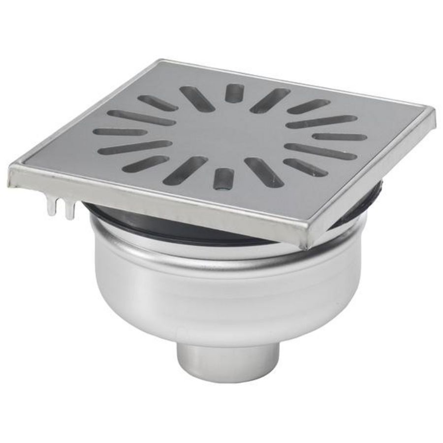 Vloerput RVS304 150x150mm 50mm RVS304 rand/rooster max 30 kN