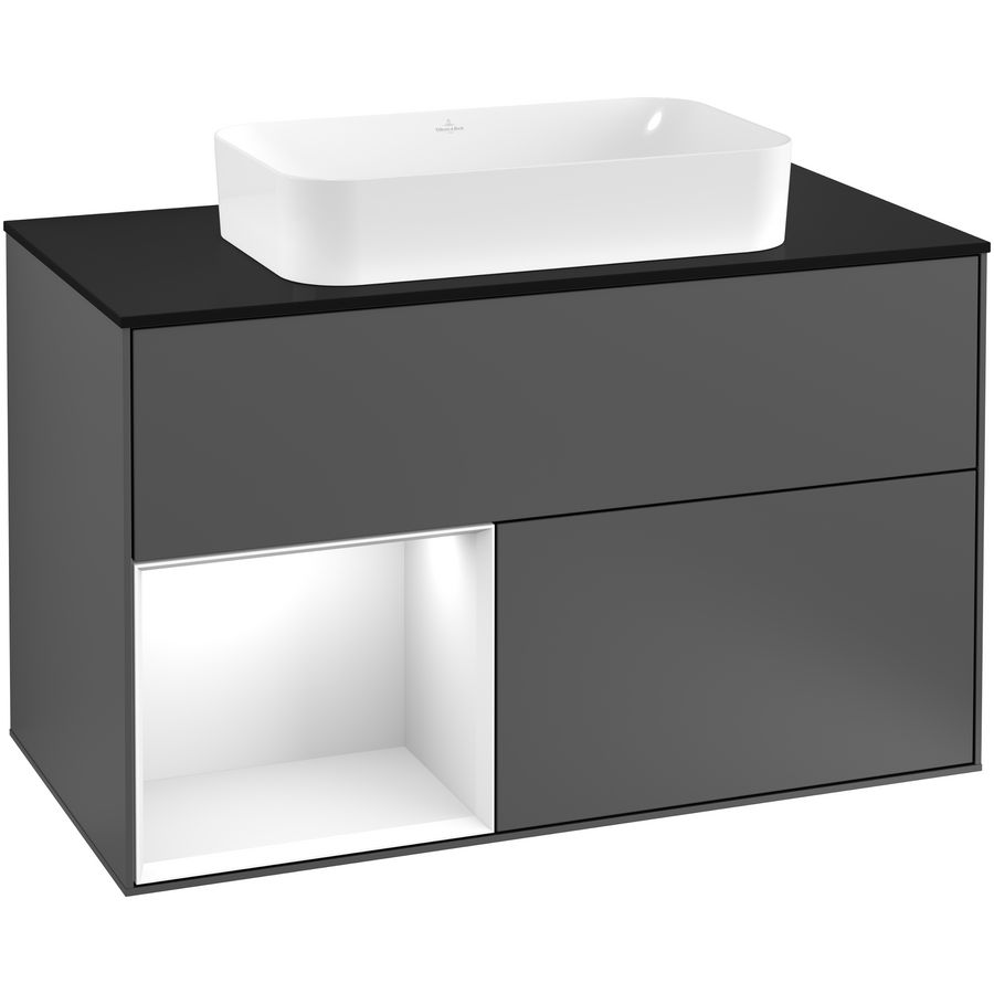 Wastafelonderkast Finion 1000x603x501mm Antr. Matt Lacquer F242GFGK