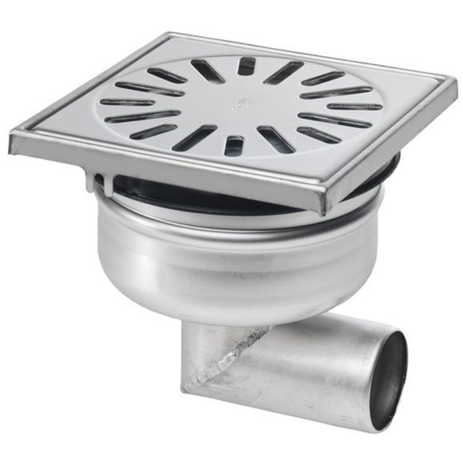 Vloerput RVS304 150x150mm zu 50mm RVS304 rand/rooster ve