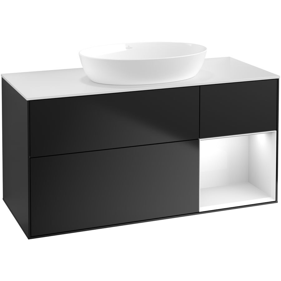 Wastafelonderkast Finion 1200x603x501mm Black Matt Lacquer FA71GFPD