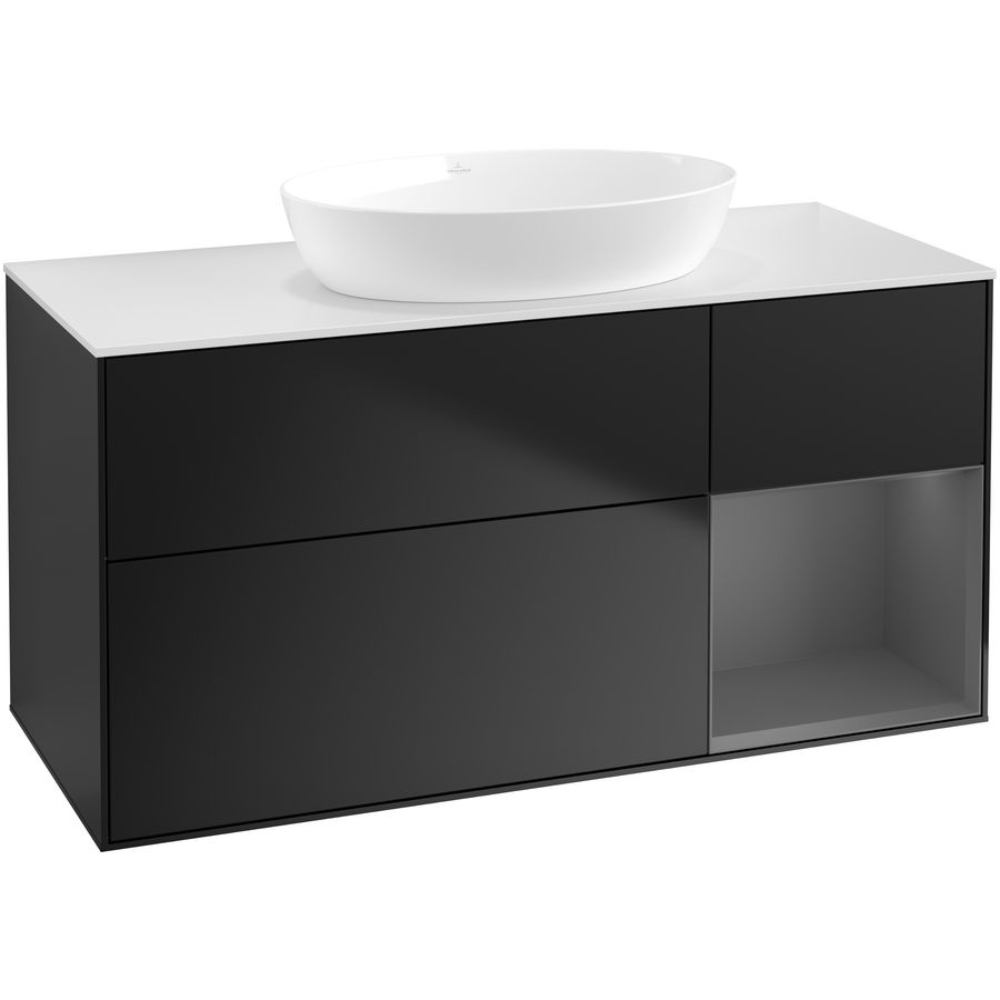 Wastafelonderkast Finion 1200x603x501mm Black Matt Lacquer FA71GKPD