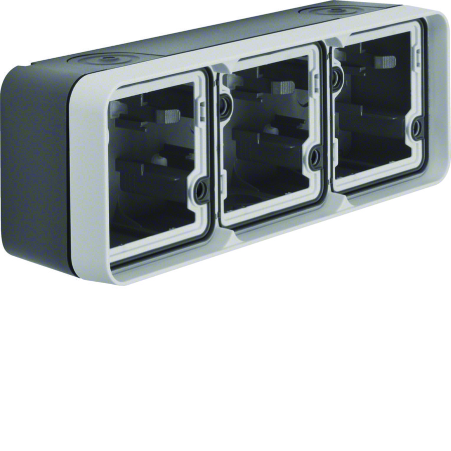 Opbouwbehuizing 3-v hor. W.1 grijs