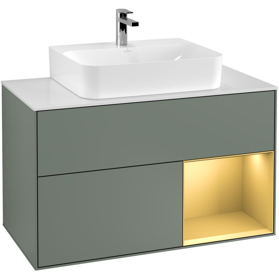 Wastafelonderkast Finion 1000x603x501mm Olive Matt Lacquer G121HFGM