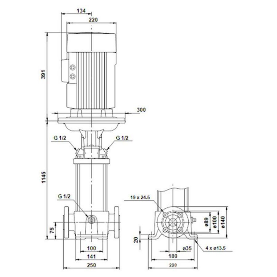 Centrifugaalpomp CR5-32 A-FGJ-A-E-HQQE 3x400D 50 Hz