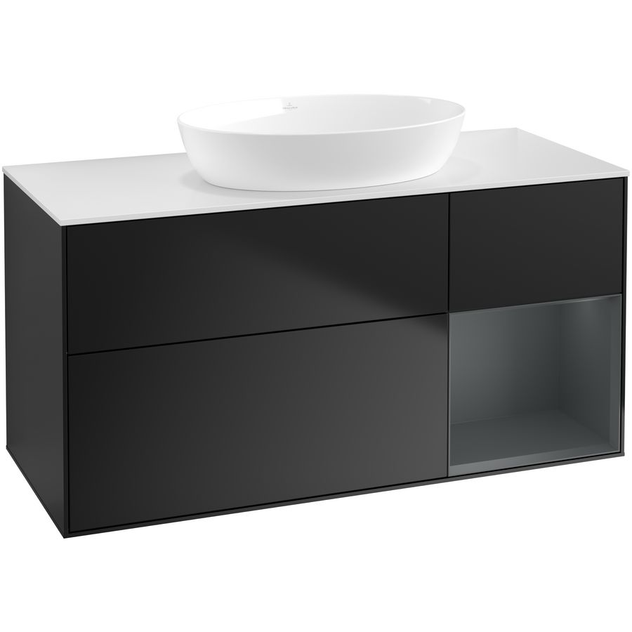 Wastafelonderkast Finion 1200x603x501mm Black Matt Lacquer FA71HGPD