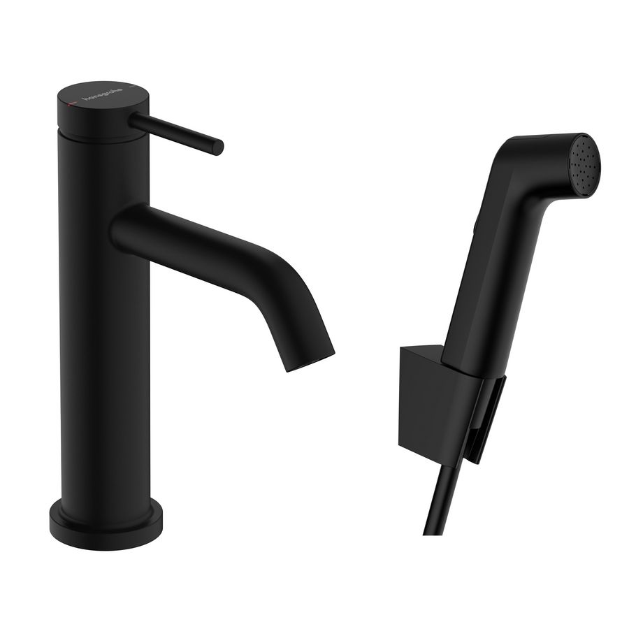 Tecturis S 1-hendel wastafelkraan 110 met bidet handdouche en doucheslang 160cm mat zwart