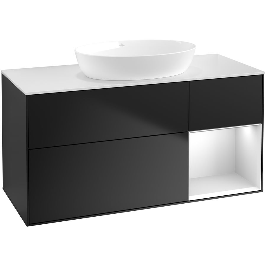 Wastafelonderkast Finion 1200x603x501mm Black Matt Lacquer FA71MTPD