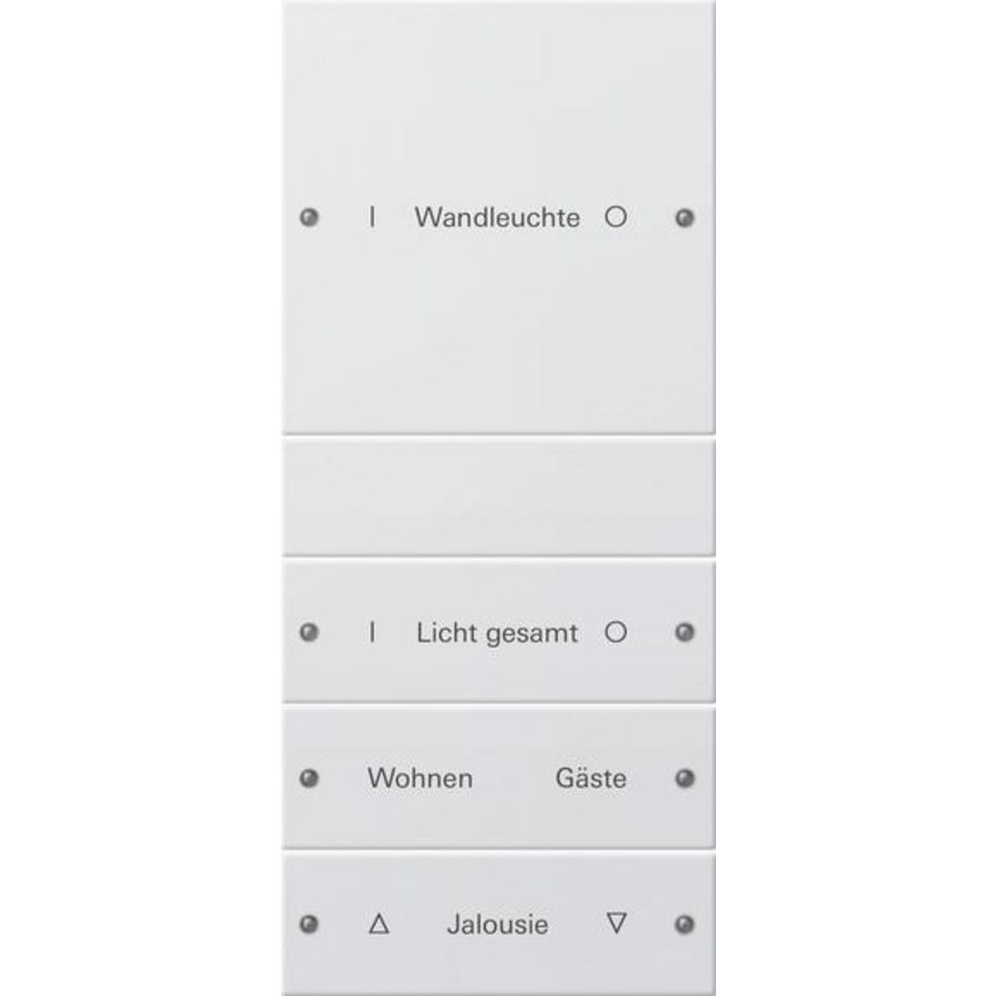 Wippenset 4-voudig (1+3) beschr. System 55 zuiver wit m(gel.)