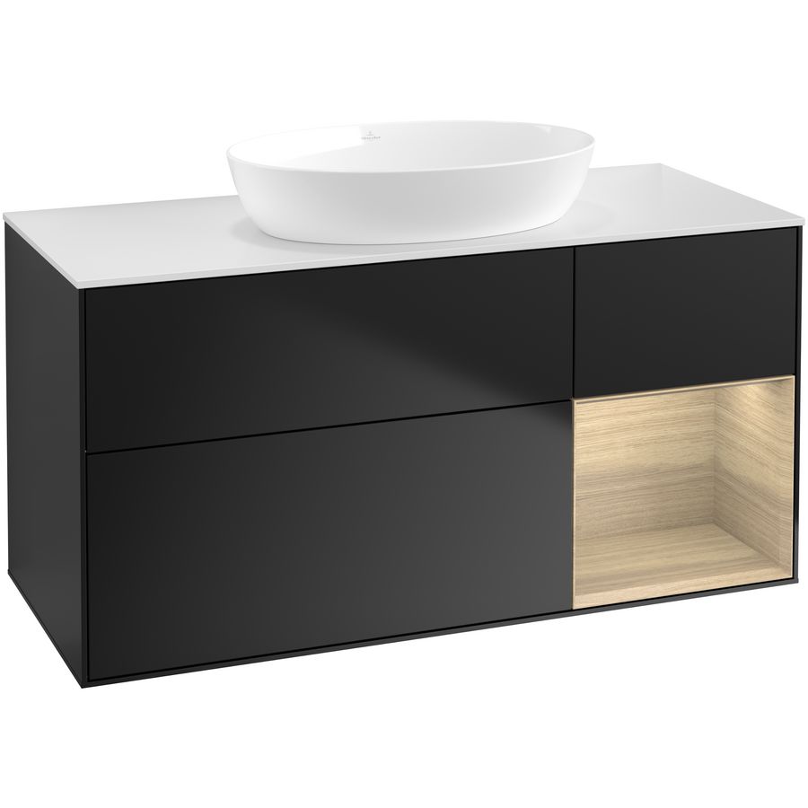 Wastafelonderkast Finion 1200x603x501mm Black Matt Lacquer FA71PCPD