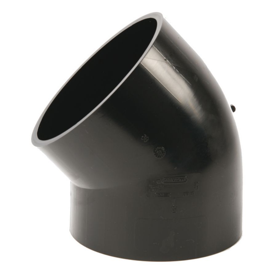 PE bocht 45° 315mm PN4 kleine straal zwart