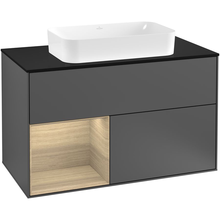 Wastafelonderkast Finion 1000x603x501mm Antr. Matt Lacquer F242PCGK