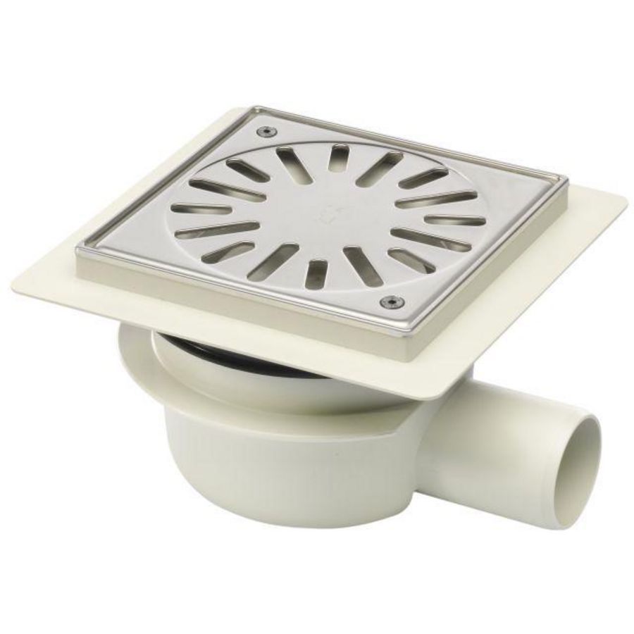 Vloerput 146x146mm ws50 vast.rooster RVS+sierr zijuitl+flens