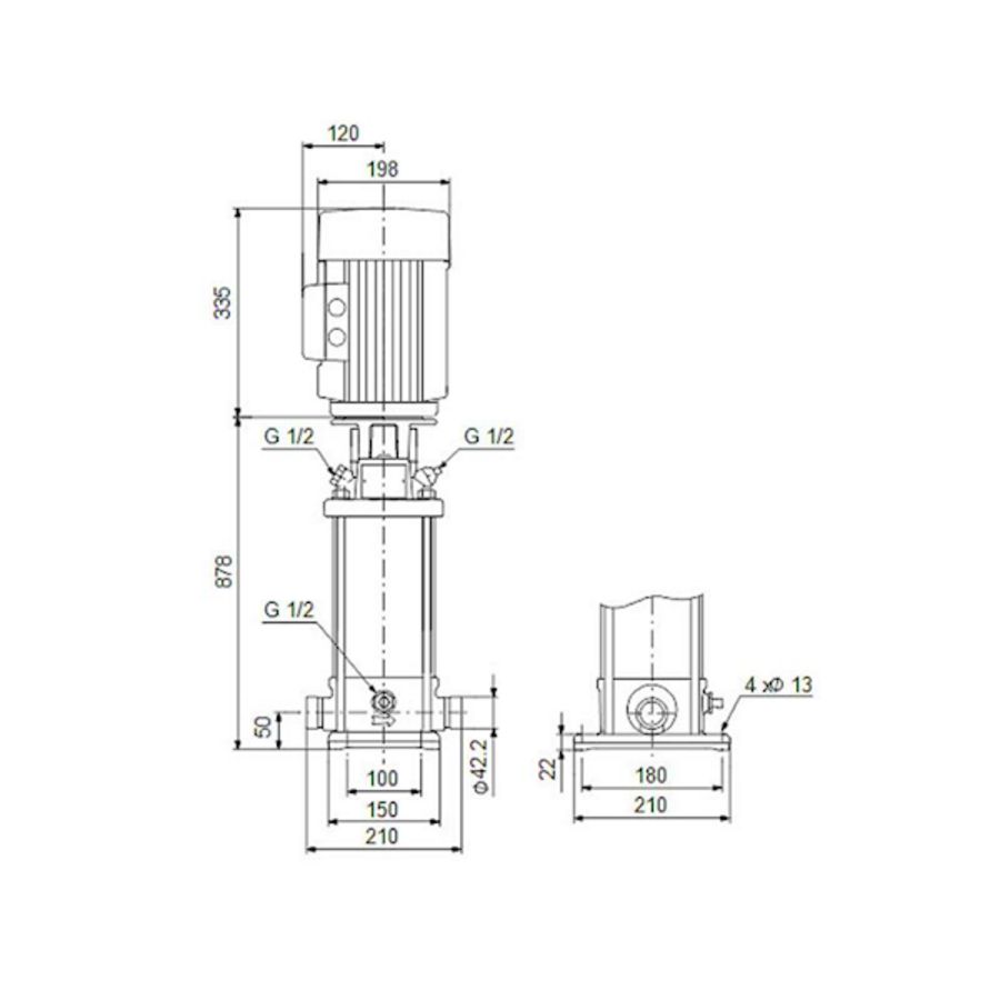 Centrifugaalpomp CRN3-36 A-P-G-V-HQQV 3x400D 50 Hz