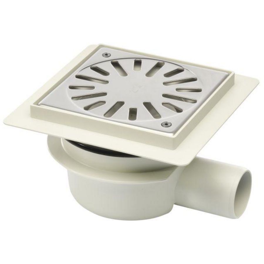 Vloerput 146x146mm ws50 vastrooster RVS zijuitl.+flens