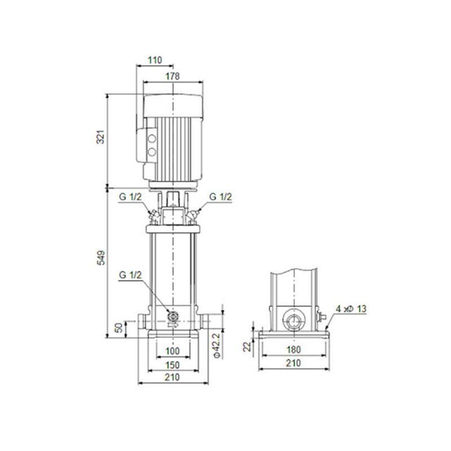 Centrifugaalpomp CRN5-12 A-P-G-V-HQQV 3x400D 50 Hz