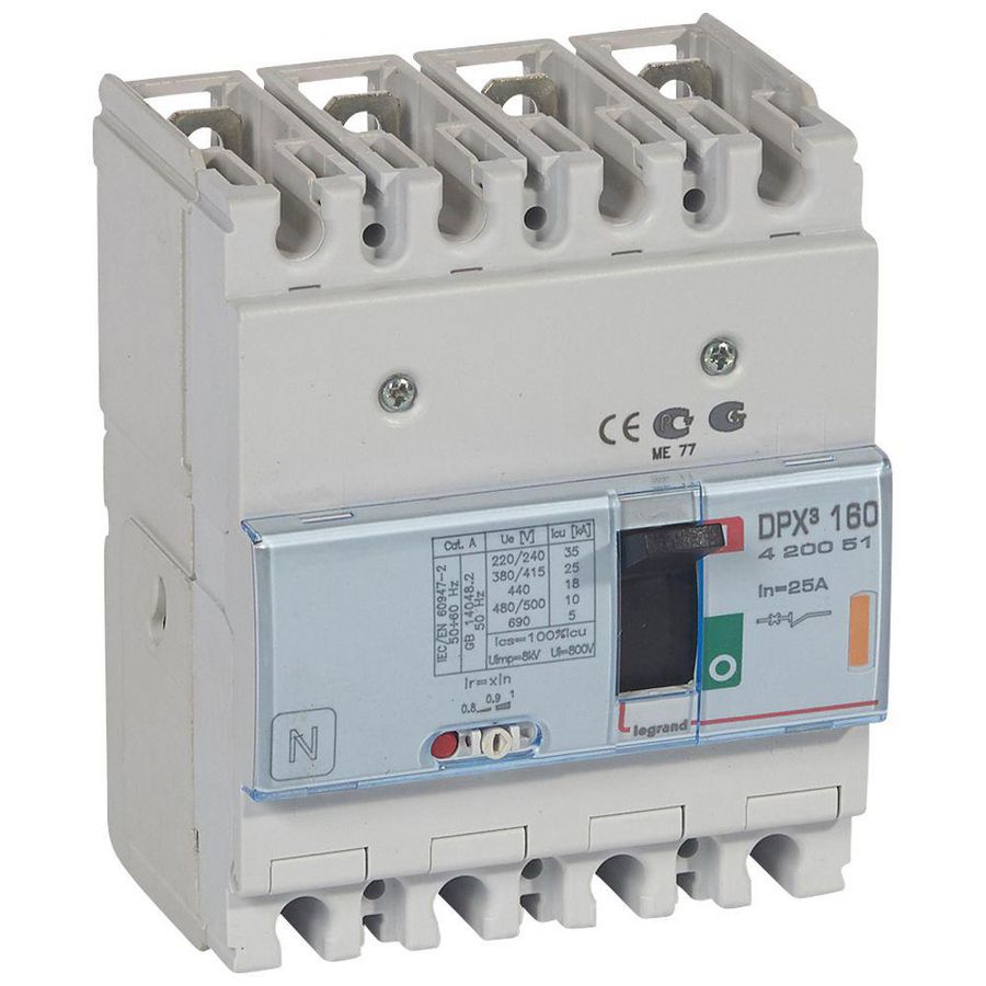 Vermogenschakelaar 160 Thermomagn. 25A 4-polig 25kA DPX3