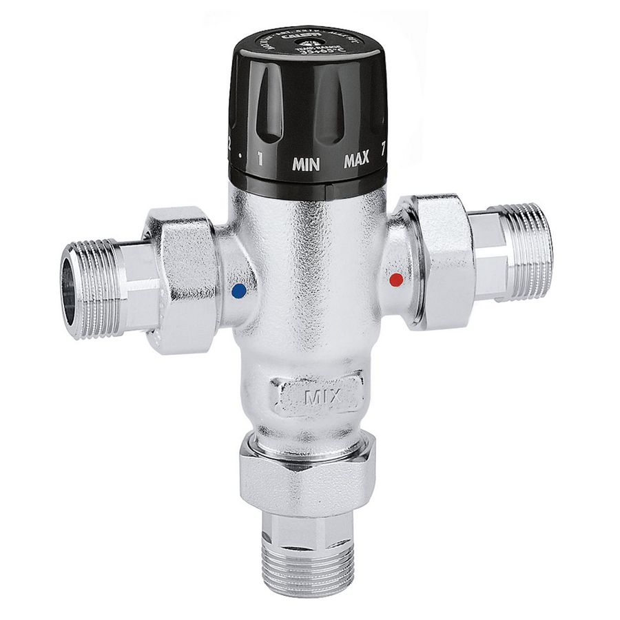Thermos. Mengventiel metkeerkleppen 3/4" 30-65°C.