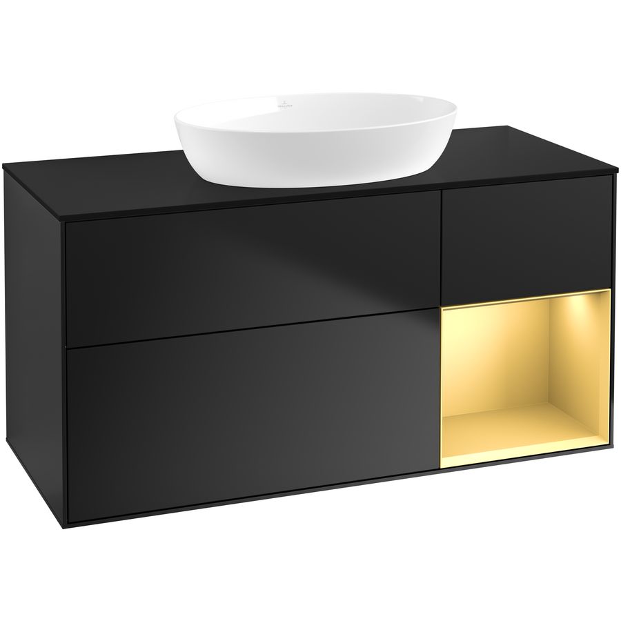 Wastafelonderkast Finion 1200x603x501mm Black Matt Lacquer FA72HFPD