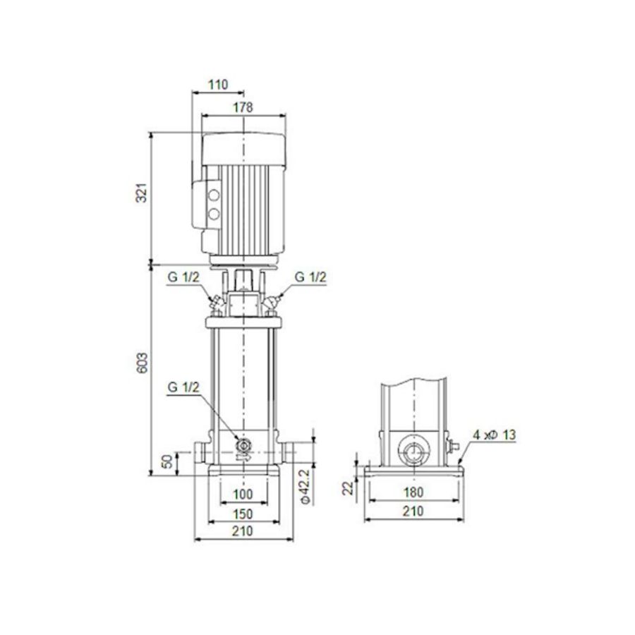 Centrifugaalpomp CRN5-14 A-P-G-V-HQQV 3x400D 50 Hz